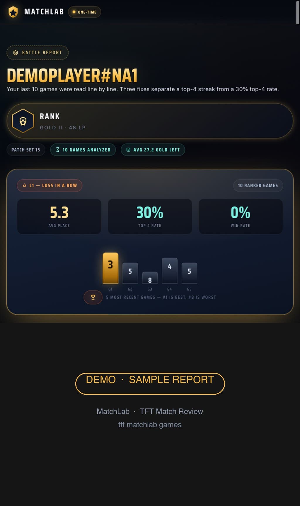 TFT Match Review — Personal next-game advice in 30 seconds